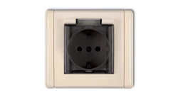 FLEXI Gniazdo bryzgoszczelne z/u SCHUKO (klapka dymna) beżowy 1FGPB-1sdp