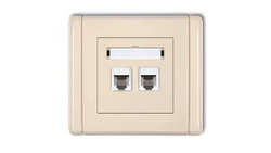 FLEXI Gniazdo telefoniczne podwójne 2xRJ11, 4-stykowe, beznarzędziowe beżowy 1FGT-2