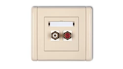 FLEXI Gniazdo podwójne RCA (typu cinch - biały i czerwony, pozłacane) beżowy 1FGRCA-2