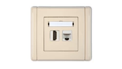 FLEXI Gniazdo pojedyncze HDMI + gniazdo komp. poj. 1xRJ45, kat. 5e, 8-stykowe beżowy 1FGHK