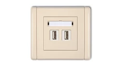 FLEXI Gniazdo podwójne 2xUSB-AA beżowy 1FGUSB-2