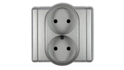 FLEXI Gniazdo podwójne b/u srebrny metalik 7FGP-2p