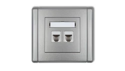 FLEXI Gniazdo telefoniczne podwójne 2xRJ11, 4-stykowe, beznarzędziowe srebrny metalik 7FGT-2