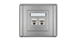 FLEXI Gniazdo komputerowe podwójne 2xRJ45, kat. 5e, 8-stykowe srebrny metalik 7FGK-2