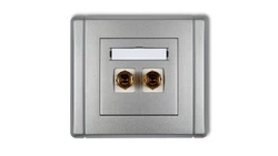 FLEXI Gniazdo głośnikowe pojedyncze (typu banan - czerwony i czarny, pozłacane, 4 mm2, skręcane) srebrny metalik 7FGG-4