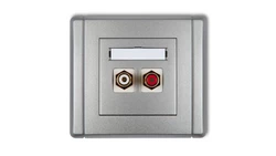 FLEXI Gniazdo podwójne RCA (typu cinch - biały i czerwony, pozłacane) srebrny metalik 7FGRCA-2