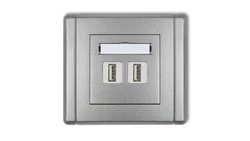 FLEXI Gniazdo podwójne 2xUSB-AA srebrny metalik 7FGUSB-2