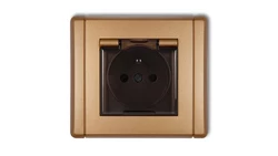 FLEXI Gniazdo bryzgoszczelne z/u (klapka dymna) złoty metalik 8FGPB-1zdp