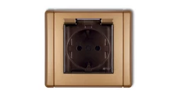 FLEXI Gniazdo bryzgoszczelne z/u SCHUKO (klapka dymna) złoty metalik 8FGPB-1sdp