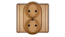 FLEXI Gniazdo podwójne b/u złoty metalik 8FGP-2p