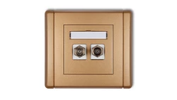 FLEXI Gniazdo antenowe podwójne typu F (SAT) pozłacane złoty metalik 8FGF-2.1