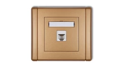 FLEXI Gniazdo telefoniczne pojedyncze 1xRJ11, 4-stykowe, beznarzędziowe złoty metalik 8FGT-1