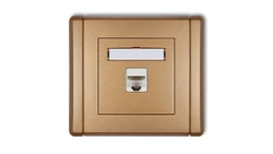 FLEXI Gniazdo komputerowe pojedyncze 1xRJ45, kat. 5e, ekranowane, 8-stykowe złoty metalik 8FGK-1e