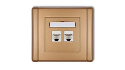 FLEXI Gniazdo komputerowe podwójne 2xRJ45, kat. 6, 8-stykowe złoty metalik 8FGK-4