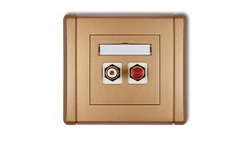 FLEXI Gniazdo podwójne RCA (typu cinch - biały i czerwony, pozłacane) złoty metalik 8FGRCA-2