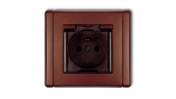 FLEXI Gniazdo bryzgoszczelne z/u (klapka dymna) brązowy metalik 9FGPB-1zdp
