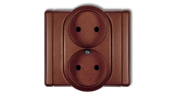 FLEXI Gniazdo podwójne b/u brązowy metalik 9FGP-2p