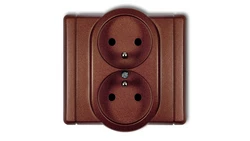 FLEXI Gniazdo podwójne z/u brązowy metalik 9FGP-2zp