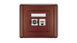 FLEXI Gniazdo antenowe pojedyncze typu F (SAT) + gniazdo komputerowe pojedyncze 1xRJ45 kat. 5e 8-stykowe brązowy metalik 9FGFK-1