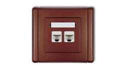 FLEXI Gniazdo komputerowe podwójne 2xRJ45, kat. 6, ekranowane, 8-stykowe brązowy metalik 9FGK-6