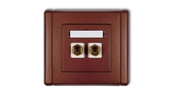 FLEXI Gniazdo głośnikowe pojedyncze (typu banan - czerwony i czarny, pozłacane, 4 mm2, do lutowania) brązowy metalik 9FGG-3