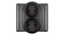 FLEXI Gniazdo podwójne b/u grafitowy 11FGP-2p