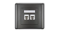 FLEXI Gniazdo telefoniczne podwójne 2xRJ11, 4-stykowe, beznarzędziowe grafitowy 11FGT-2
