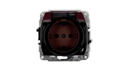TREND Gniazdo bryzgoszczelne z/u SCHUKO (klapka dymna) brązowy 4GPB-1sdp