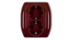 TREND Gniazdo podwójne z/u SCHUKO brązowy 4GP-2sp