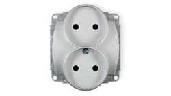 TREND Gniazdo podwójne b/u srebrny 5GPR-2p