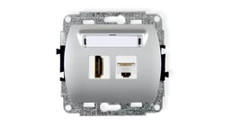 TREND Gniazdo pojedyncze HDMI + Gniazdo komputerowe pojedyncze 1xRJ45, kat. 5e, 8-stykowy srebrny 5GHK