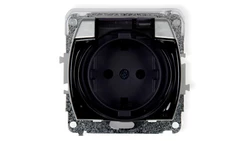 TREND Gniazdo bryzgoszczelne z/u SCHUKO (klapka dymna) srebrny 5GPB-1sdp