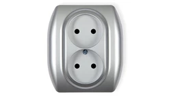 TREND Gniazdo podwójne b/u srebrny 5GP-2p