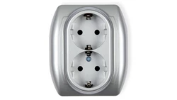 TREND Gniazdo podwójne z/u SCHUKO srebrny 5GP-2sp
