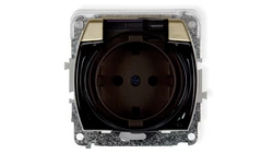 TREND Gniazdo bryzgoszczelne z/u SCHUKO (klapka dymna) złoty 6GPB-1sdp