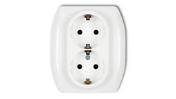 TREND Gniazdo podwójne z/u SCHUKO biały GP-2sp