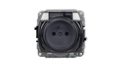 TREND Gniazdo bryzgoszczelne z/u (klapka dymna) srebrny metalik 7GPB-1zdp