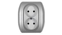 TREND Gniazdo podwójne b/u srebrny metalik 7GP-2p