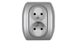 TREND Gniazdo podwójne z/u srebrny metalik 7GP-2zp