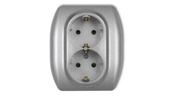 TREND Gniazdo podwójne z/u SCHUKO srebrny metalik 7GP-2sp