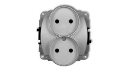 TREND Gniazdo podwójne b/u srebrny metalik 7GPR-2p