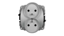 TREND Gniazdo podwójne z/u srebrny metalik 7GPR-2zp