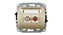 TREND Gniazdo podwójne RCA (typu cinch - biały i czerwony, pozłacany) złoty 6GRCA-2