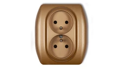 TREND Gniazdo podwójne z/u złoty metalik 8GP-2zp