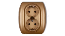TREND Gniazdo podwójne z/u SCHUKO złoty metalik 8GP-2sp