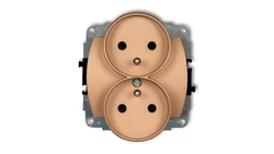 TREND Gniazdo podwójne z/u złoty metalik 8GPR-2zp
