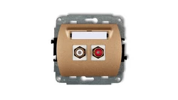 TREND Gniazdo podwójne RCA (typu cinch - biały i czerwony, pozłacany) złoty metalik 8GRCA-2