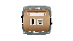 TREND Gniazdo pojedyncze HDMI + Gniazdo komputerowe pojedyncze 1xRJ45, kat. 5e, 8-stykowy złoty metalik 8GHK