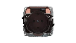 TREND Gniazdo bryzgoszczelne z/u SCHUKO (klapka dymna) brązowy metalik 9GPB-1sdp