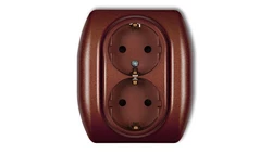 TREND Gniazdo podwójne z/u SCHUKO brązowy metalik 9GP-2sp